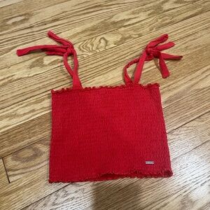 Hollister Red Smocked Tie-Strap Top